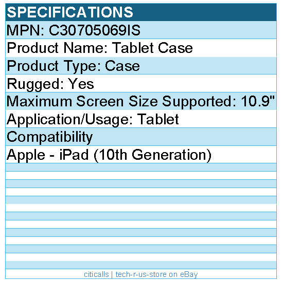 Codi C30705069IS Rugged iPad 11"" (A16)/iPad 10.9"" (10th Generation) Case
