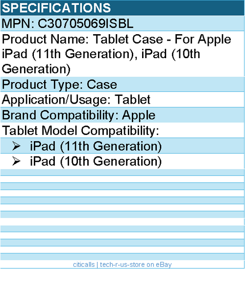 Codi C30705069ISBL Tablet Case - For Apple iPad (11th Generation)