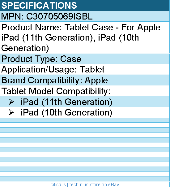Codi C30705069ISBL Tablet Case - For Apple iPad (11th Generation)