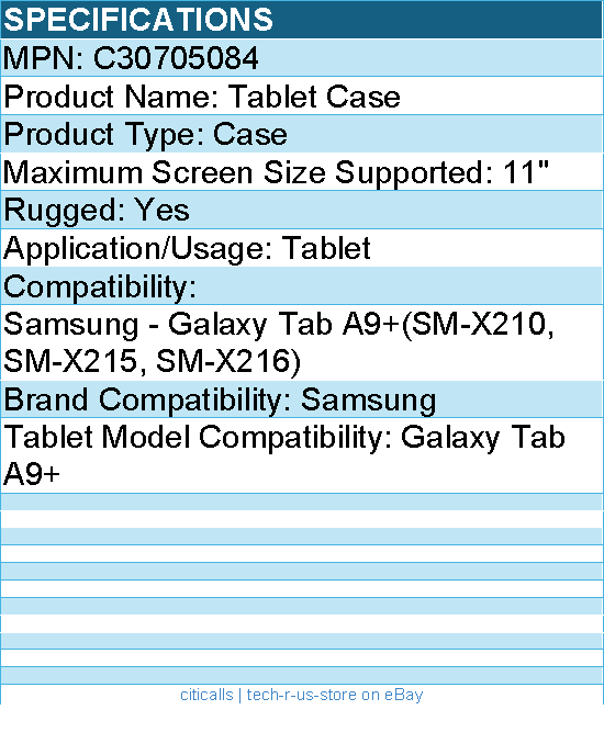 Codi C30705084 Rugged Case for Samsung Galaxy Tab A9+ - Drop Resistant