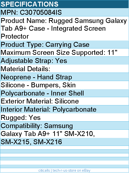 Codi C30705084IS Rugged Case for Samsung Galaxy Tab A9+ Case