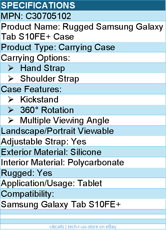 Codi C30705102 Rugged Carrying Case Samsung Galaxy Tab S10 FE+ Tablet