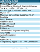 Codi C30708524 Bluetooth Keyboard Folio Case w/ Trackpad for iPad 10.9""