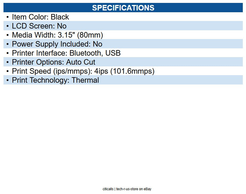 Epson C31CK00021 P80II+ P80II Plus 3" portable receipt printer with auto cutter