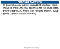 Epson C31CL47001 TM-T20IV Printer 3" Thermal Receipt Printer, Serial/USB - Black