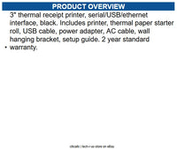 Epson C31CL47002 3" thermal receipt printer, serial/USB/ethernet interface black