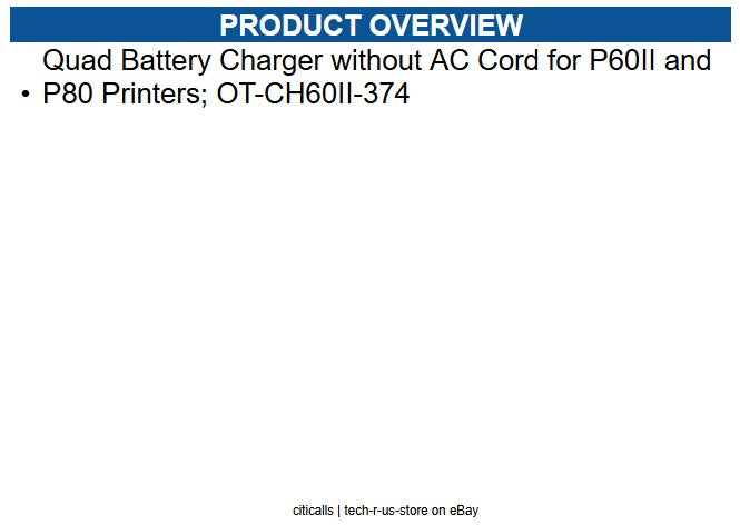 Epson C32C825374 Quad Battery Charger without AC Cord for P60II and P80 Printers