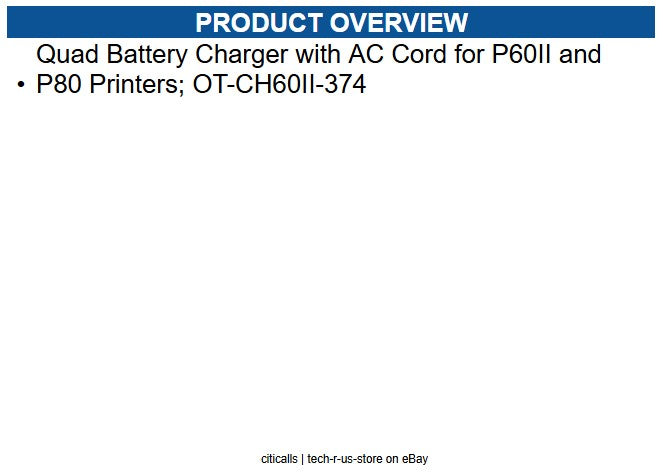 Epson C32C825A8921 Quad Battery Charger with AC Cord for P60II and P80 Printers