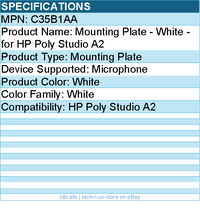 HP Poly C35B1AA Mounting Plate - White - for HP Poly Studio A2