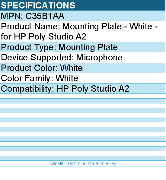 HP Poly C35B1AA Mounting Plate - White - for HP Poly Studio A2