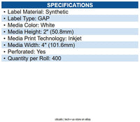 Epson C35CD001 Colorworks 3500/4000 Media - 4"x2" Durable Matte Synthetic Label