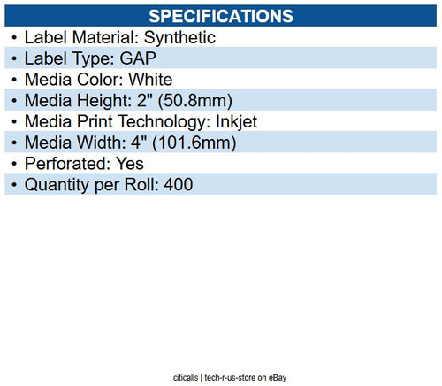 Epson C35CD001 Colorworks 3500/4000 Media - 4"x2" Durable Matte Synthetic Label