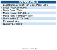 Epson C35GC002 Colorworks 3500/4000 Media High Gloss 3" x 100' Continuous Label