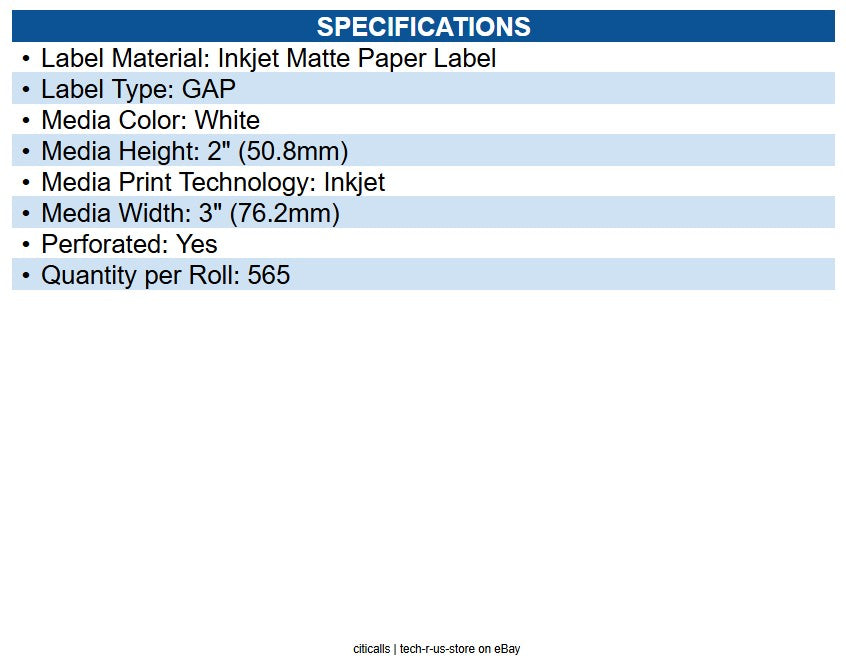 Epson C35MD004 Colorworks 3500/4000 Media - 3"x2" Premium Matte Label (die cut)