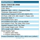 PCCooler C3D510 BK ARGB CPS PC Gaming Case w 3 FANs Easy Install Cable-Sto Black