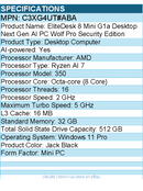 HP C3XG4UT#ABA EliteDesk 8 G1a Desktop Computer - AMD Ryzen AI 7 350 -Jack Black