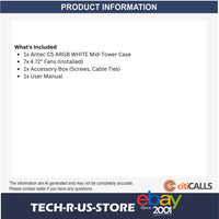 ANTEC C5 ARGB White Mid-Tower Desktop PC Case ATX Dual Chamber 7x Fan USB-C