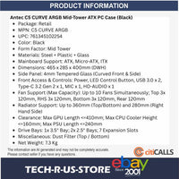 ANTEC C5 CURVE ARGB Mid-Tower ATX Desktop Case USB-C Curved TG 4xARGB Fans Black