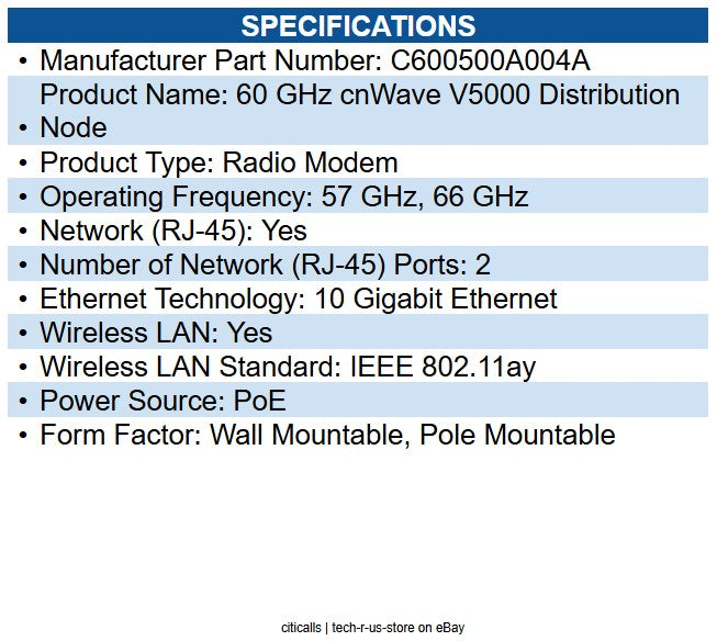 Cambium Networks C600500A004A 60GHz cnWave V5000 Distribution Node