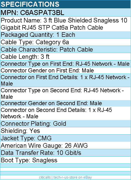 StarTech C6ASPAT3BL 3ft CAT6a Ethernet Cable - 10 Gigabit Category 6a Shielded