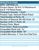 StarTech C6PANEL24 24 Port 1U Rackmount Cat 6 110 Patch Panel