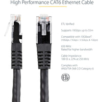StarTech C6PATCH15BK 15ft CAT6 Ethernet Cable - Black Molded Gigabit