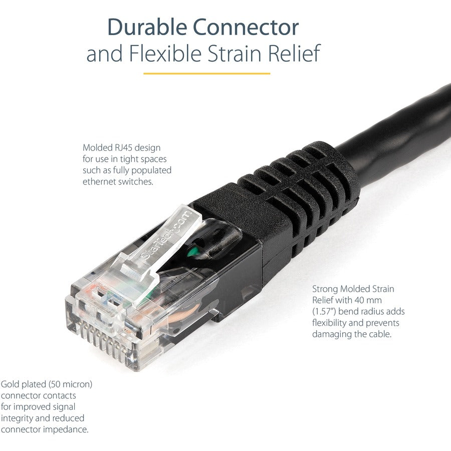 StarTech C6PATCH25BK 25ft CAT6 Ethernet Cable - Black Molded Gigabit