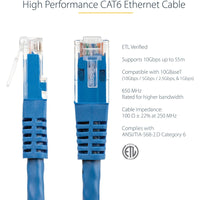 StarTech C6PATCH7BL 7ft CAT6 Ethernet Cable - Blue Molded Gigabit - Blue