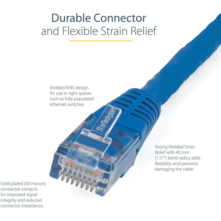 StarTech C6PATCH7BL 7ft CAT6 Ethernet Cable - Blue Molded Gigabit - Blue