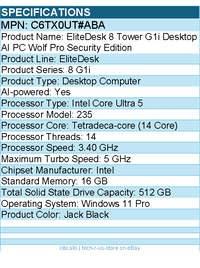 HP C6TX0UT#ABA EliteDesk 8 G1i Desktop Computer - Intel Core Ultra 5 235