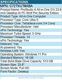 HP C72TKUT#ABA ProStudio 4 AiO G1i All-in-One Computer - Intel Core Ultra 5