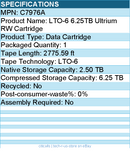 HPE C7976A LTO-6 6.25TB Ultrium RW Cartridge - LTO-6 - Data Cartridge