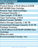 HPE C7976W LTO-6 Ultrium 6.25TB MP WORM Data Cartridge - LTO-6
