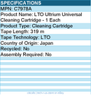 HPE C7978A LTO Ultrium Universal Cleaning Cartridge - 1 Each