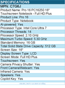Dell C7G6J Pro 16 PC16250 16" Touchscreen Notebook - Intel Core Ultra 7 265U