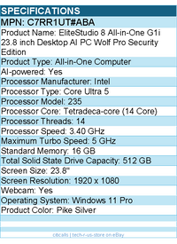 HP C7RR1UT#ABA EliteStudio 8 AiO G1i All-in-One Computer - Intel Core Ultra 5