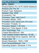 Dell C8G51 Pro 16 PC16250 16" Notebook - Full HD Plus - 60 Hz - Intel Core 5