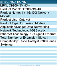 Cisco C9200-NM-4X= 4 x 1G/10G Network Module - For Data Networking10 Gigabit Eth