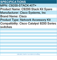 Cisco C9200-STACK-KIT= C9200 Stack Kit Spare for Catalyst 9200 Series switches
