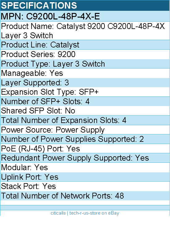 Cisco C9200L-48P-4X-E Catalyst 9200 C9200L-48P-4X Layer 3 Switch - 48 Ports
