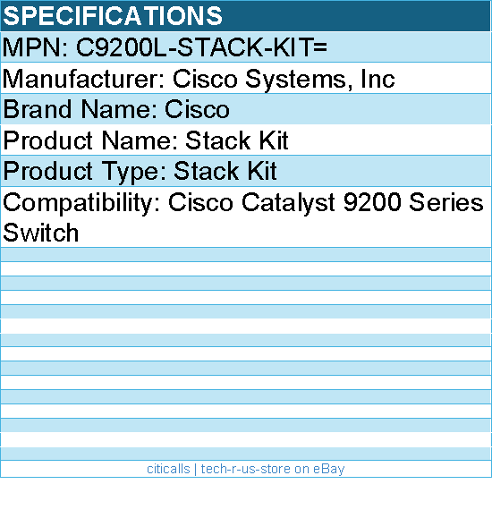 Cisco C9200L-STACK-KIT= Stack Kit for Cisco Catalyst 9200 Series Switch