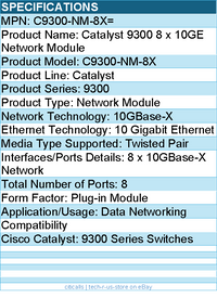 Cisco C9300-NM-8X= Catalyst 9300 8 x 10GE Network Module for 9300Series Switches
