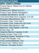 HP C94FCUT#ABA ZBook Fury G1i 16"" Mobile Workstation -Intel Core Ultra 7