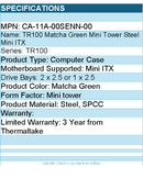 Thermaltake CA-11A-00SENN-00 Computer Case - TR100 Matcha Green Mini Tower