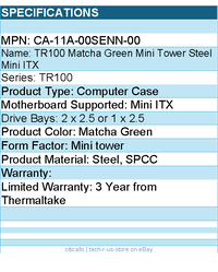 Thermaltake CA-11A-00SENN-00 Computer Case - TR100 Matcha Green Mini Tower