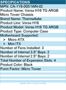 Thermaltake CA-1Y8-00S1WN-02 Versa H16 TG ARGB Micro Tower Chassis