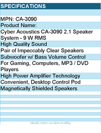 Cyber Acoustics CA-3090 2.1 Speaker System - 9 W RMS - Black
