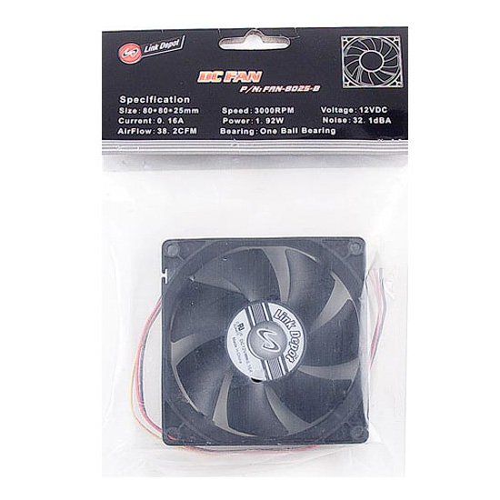 Cougar DC-FAN-8025B 80x80x25mm Case Fan Ball Bearing 12V 32dBA 38.2CFM 3000rpm