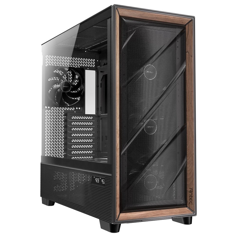 Antec FLUX PRO Walnut Wood Black High Airflow Temp Disp Full Tower EATX PC Case