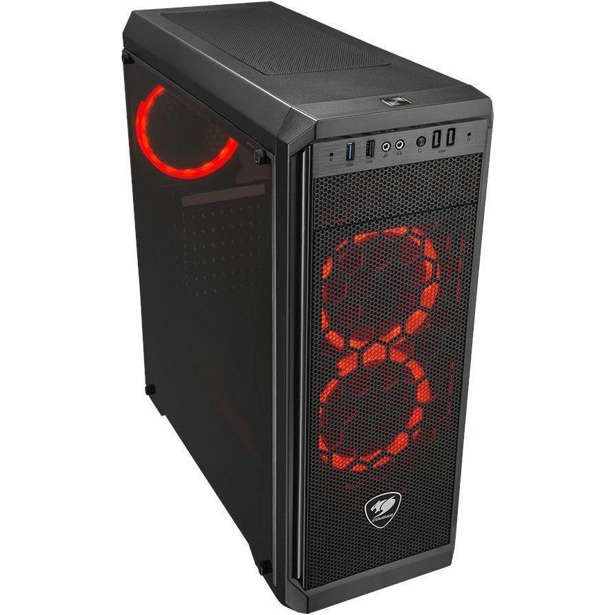 Cougar MX330-F Elegant Mid Tower PC Case 5x FANS Front USB 5x Drive Bays Black